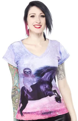 BELOVED MAJESTIC SLOTH V NECK TEE