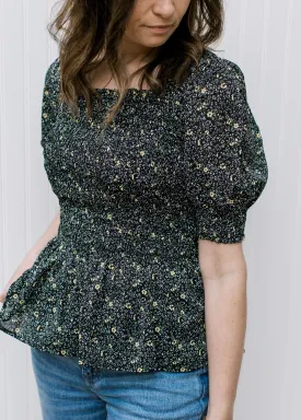 Black Ditsy Floral Top