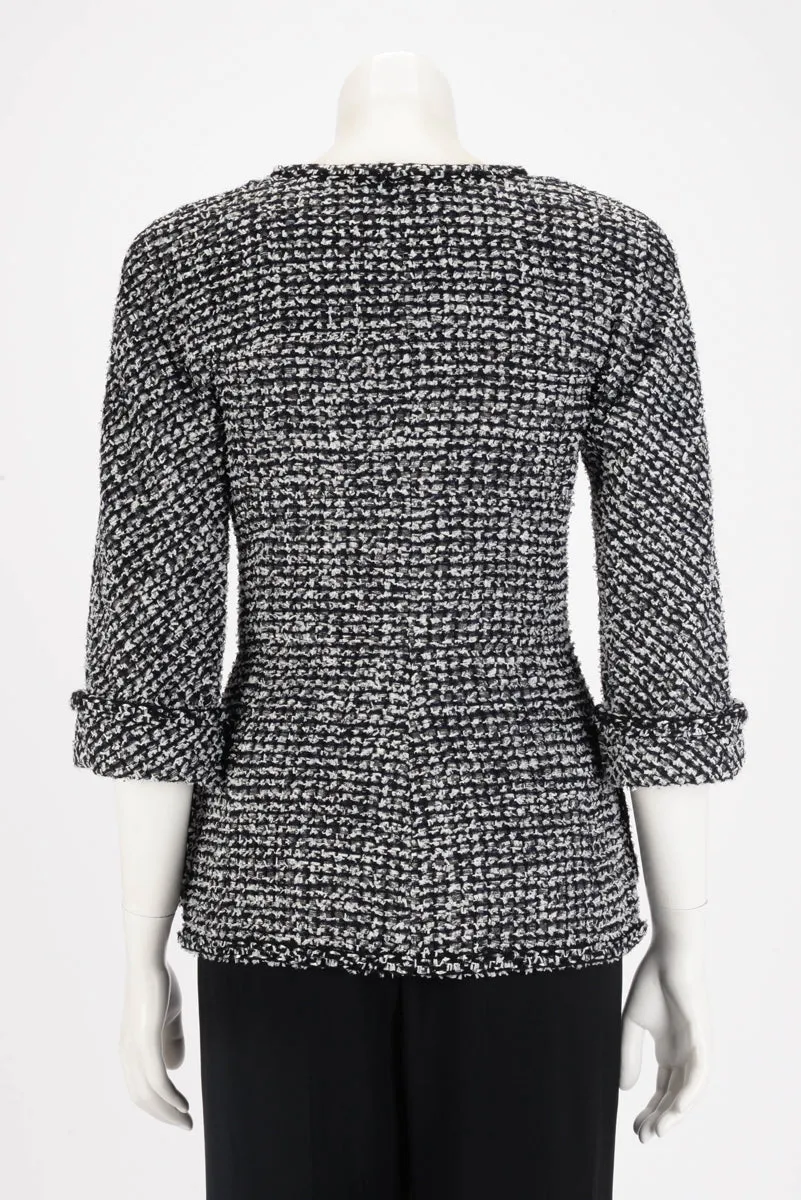 Chanel Black & White Fantasy Tweed Patch Pocket Jacket FR 36