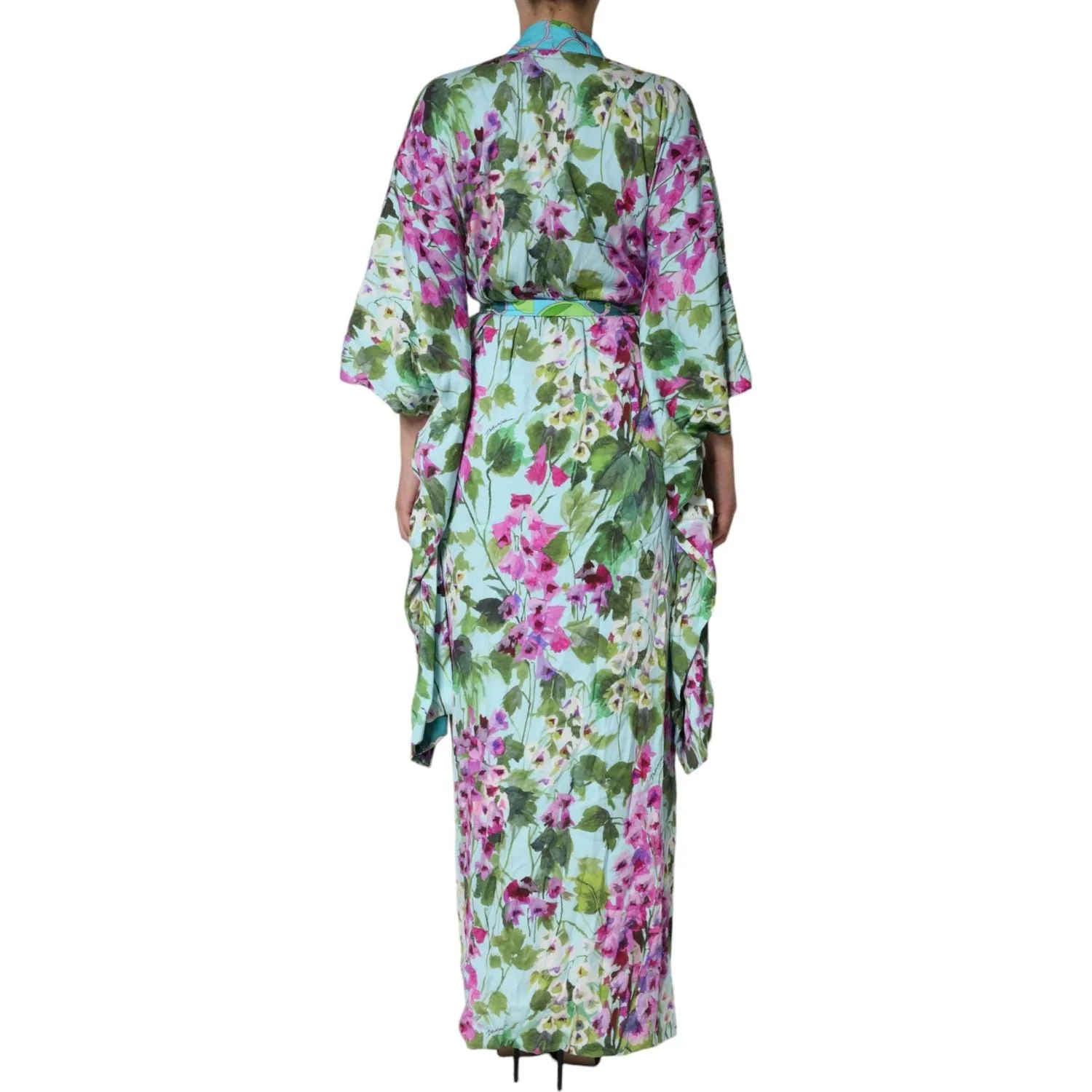 Dolce & Gabbana Multicolor Floral Silk Stretch Wrap Dress