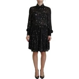 Dsquared² Black Polka Dot Long Sleeves Button Down Dress