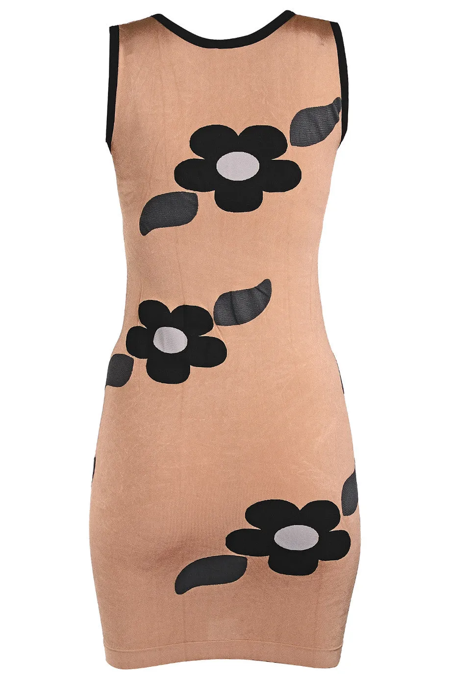 EMILIO CAVALLINI ALLINA Black Beige Floral Dress