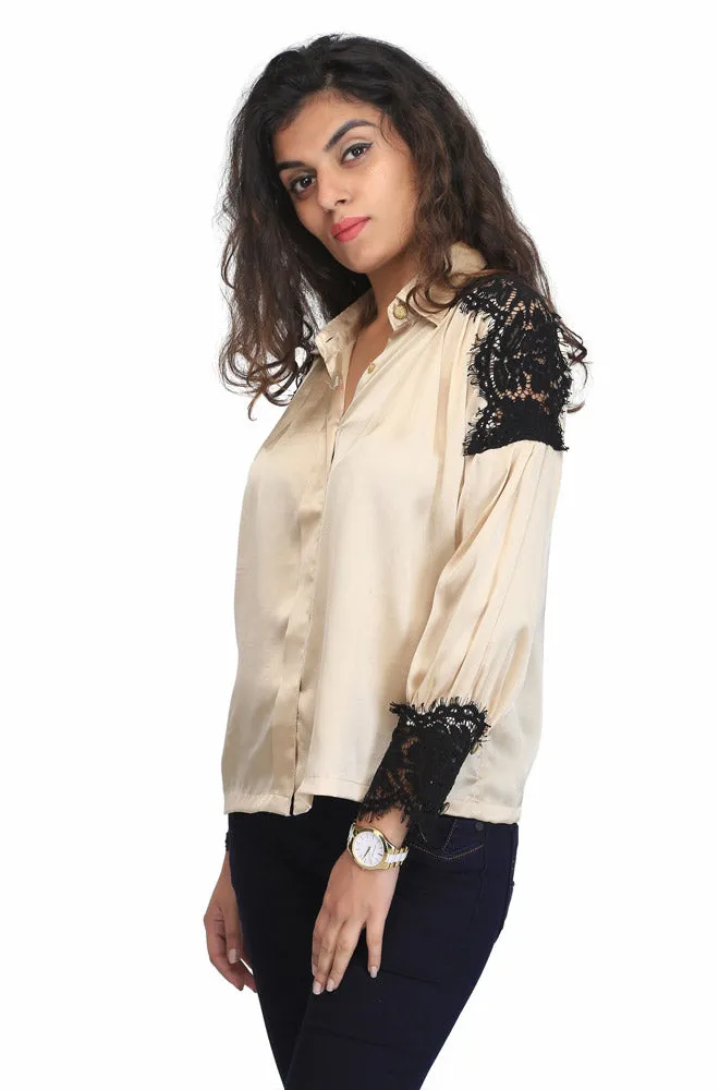 FLIPPA SATIN LACE SHIRT