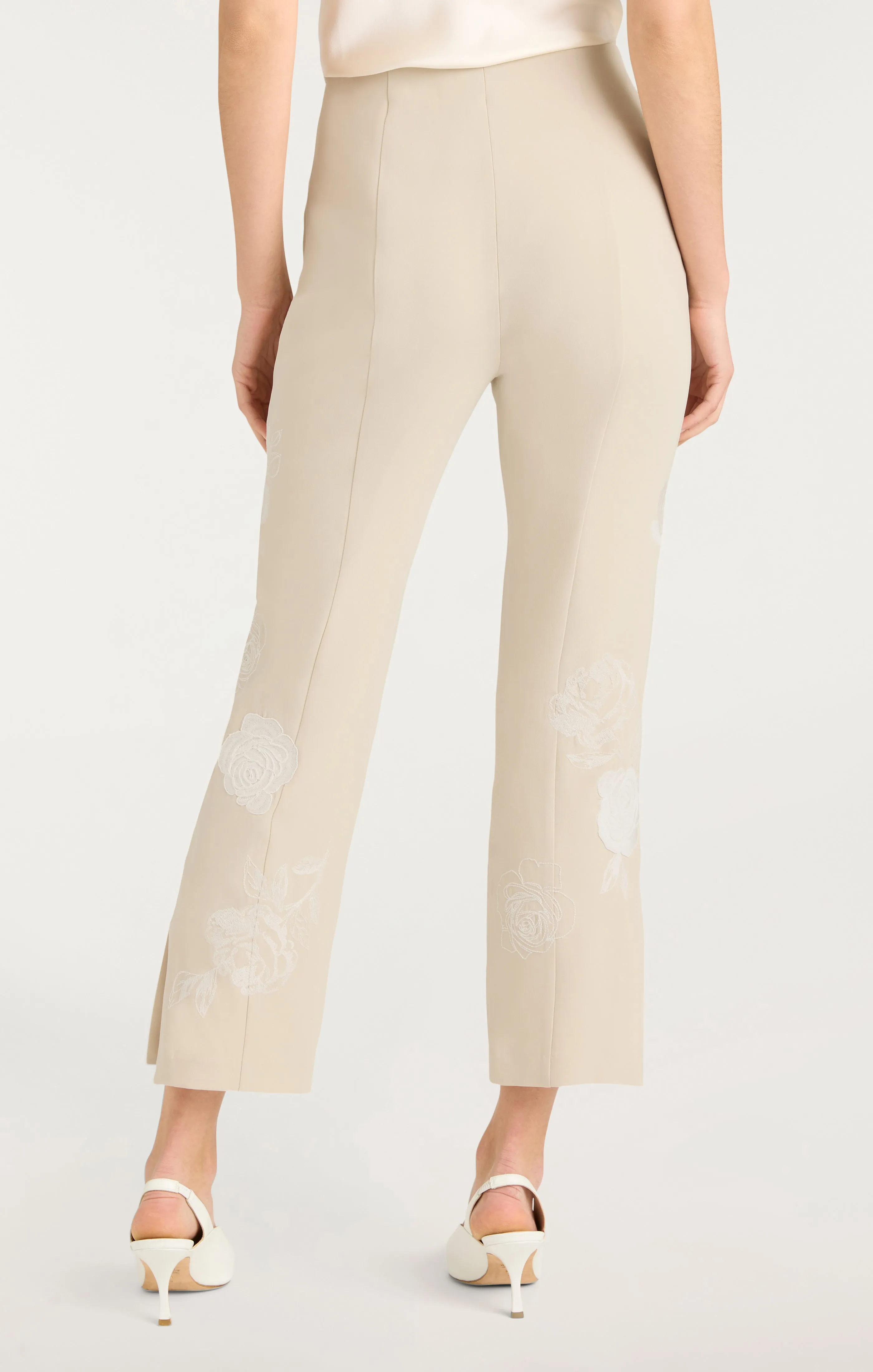 Floating Roses Embellished Cropped Brianne Pant