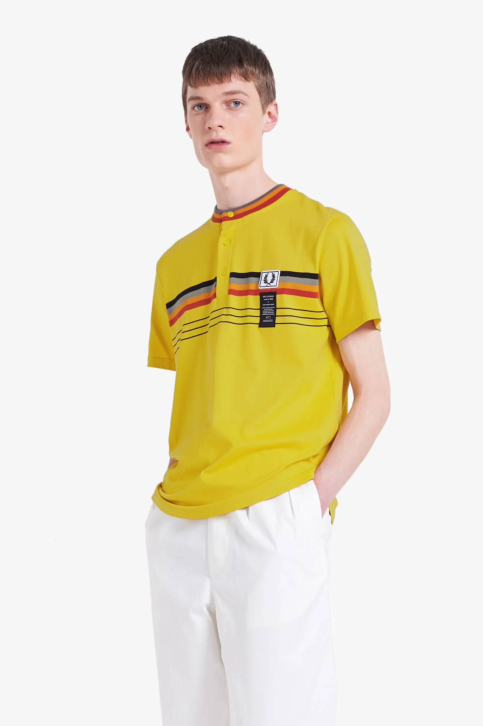 Fred Perry x Art Comes First Striped Henley T-Shirt