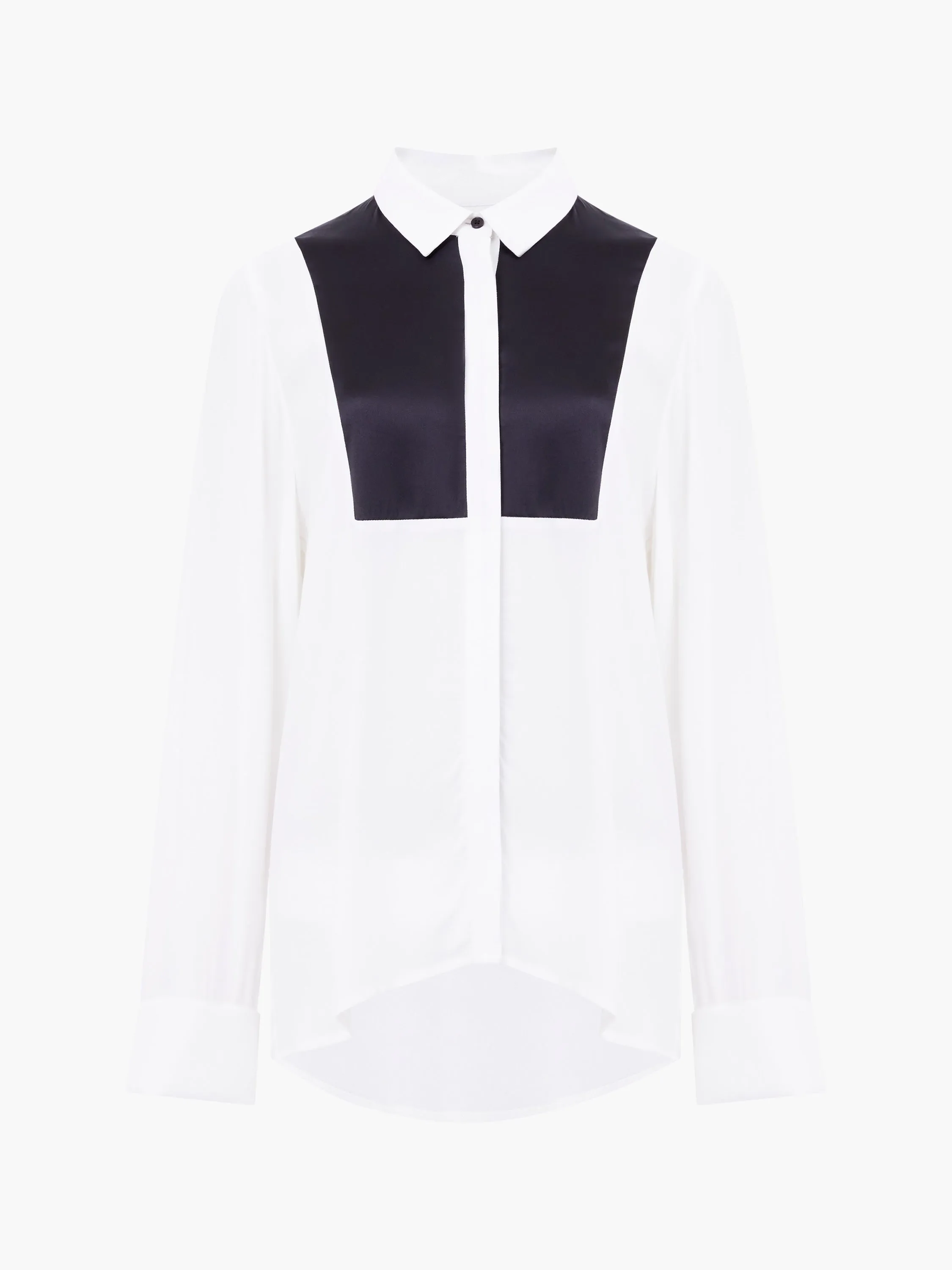 French Connection Chiara Drape Contrast Shirt - Linen White/Blackout