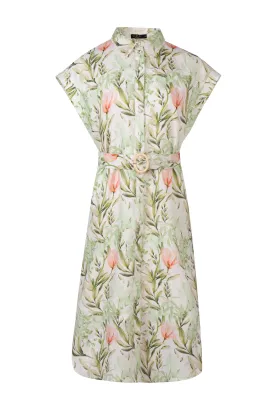 GDS Desiree Floral Linen Long Dress | Green