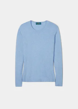 Hannah Ladies Cotton Cashmere Crew Neck Jumper In Steel Blue