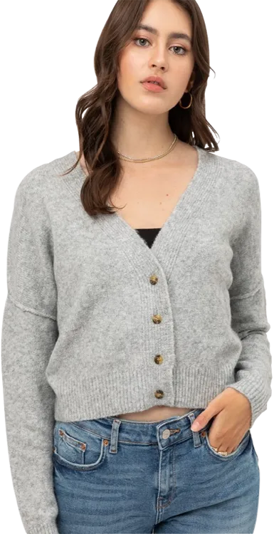 Heather Gray Cropped Cardigan