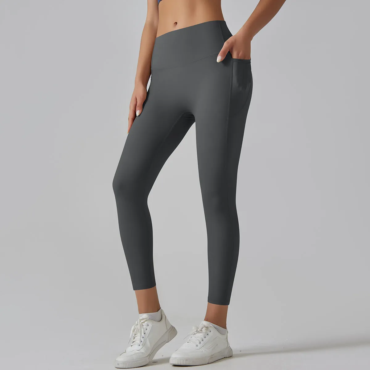 High-Strength Skinny Yoga Pants Composite High Waist Belly Contracting Sports Trousers High Elastic Ultra Thin Quick Drying Fitness Pants for Women