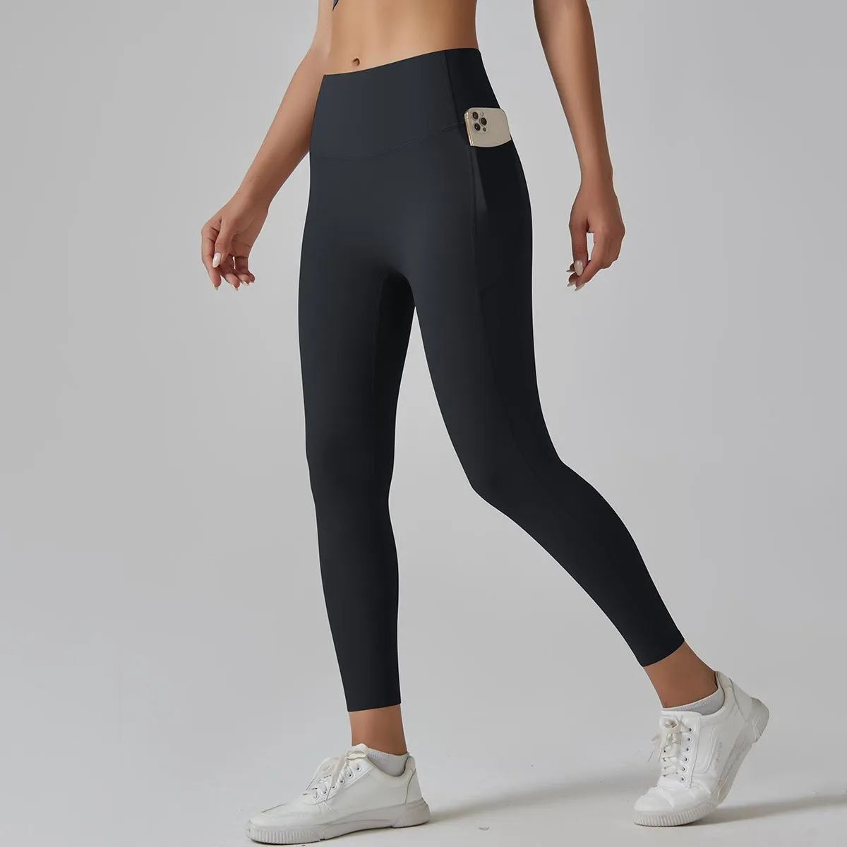 High-Strength Skinny Yoga Pants Composite High Waist Belly Contracting Sports Trousers High Elastic Ultra Thin Quick Drying Fitness Pants for Women