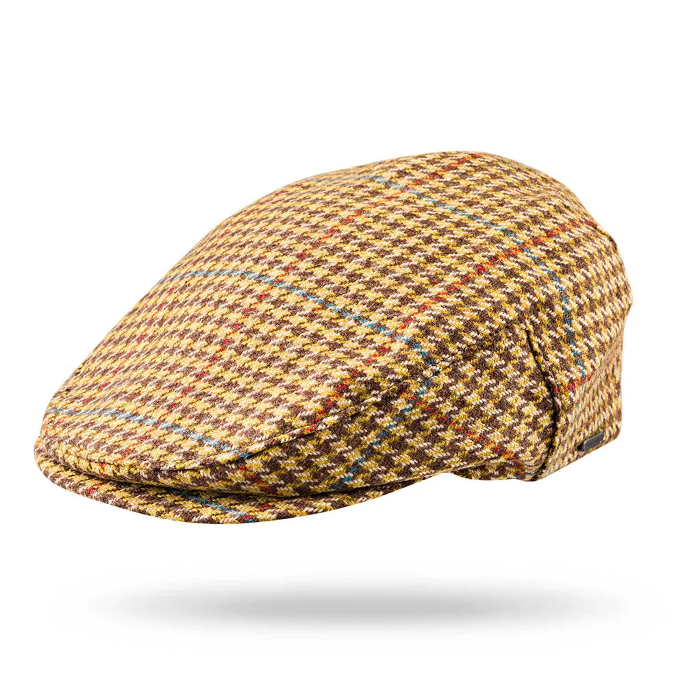 Irish Tweed Cap Brown Beige Houndstooth