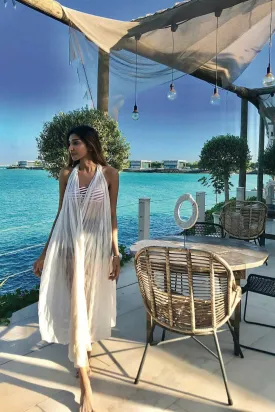 Juhi Gambodia In Our White Triangular Wrap Sarong Wrap Dress