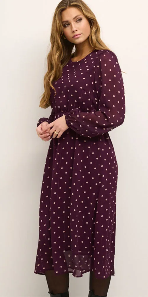 Kaffe Polka Dot Midi Dress