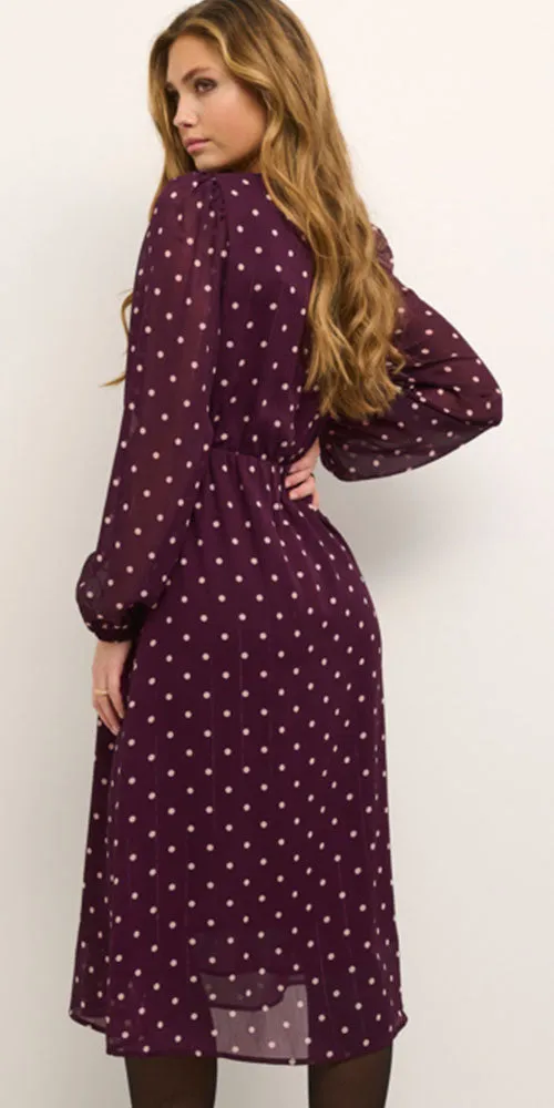 Kaffe Polka Dot Midi Dress