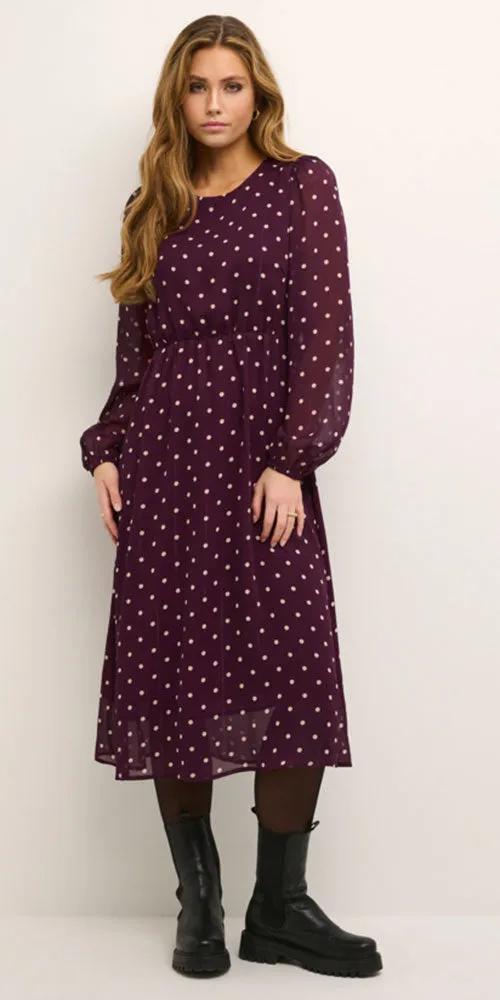 Kaffe Polka Dot Midi Dress