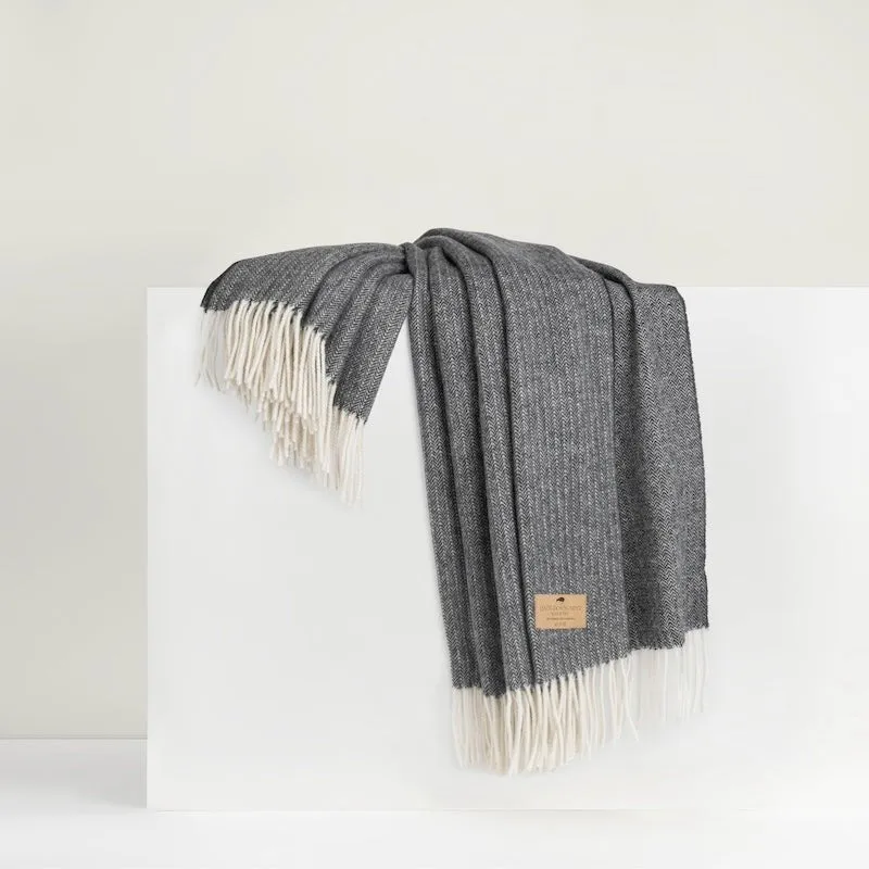 Onyx Pinstripe Cashmere Throw by Lands Downunder