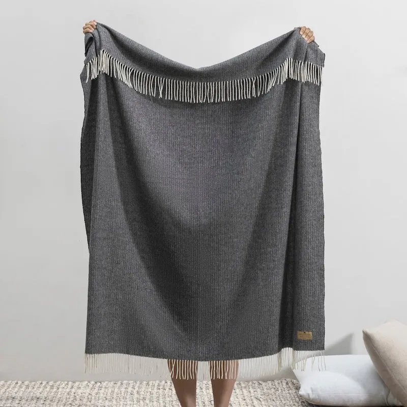 Onyx Pinstripe Cashmere Throw by Lands Downunder