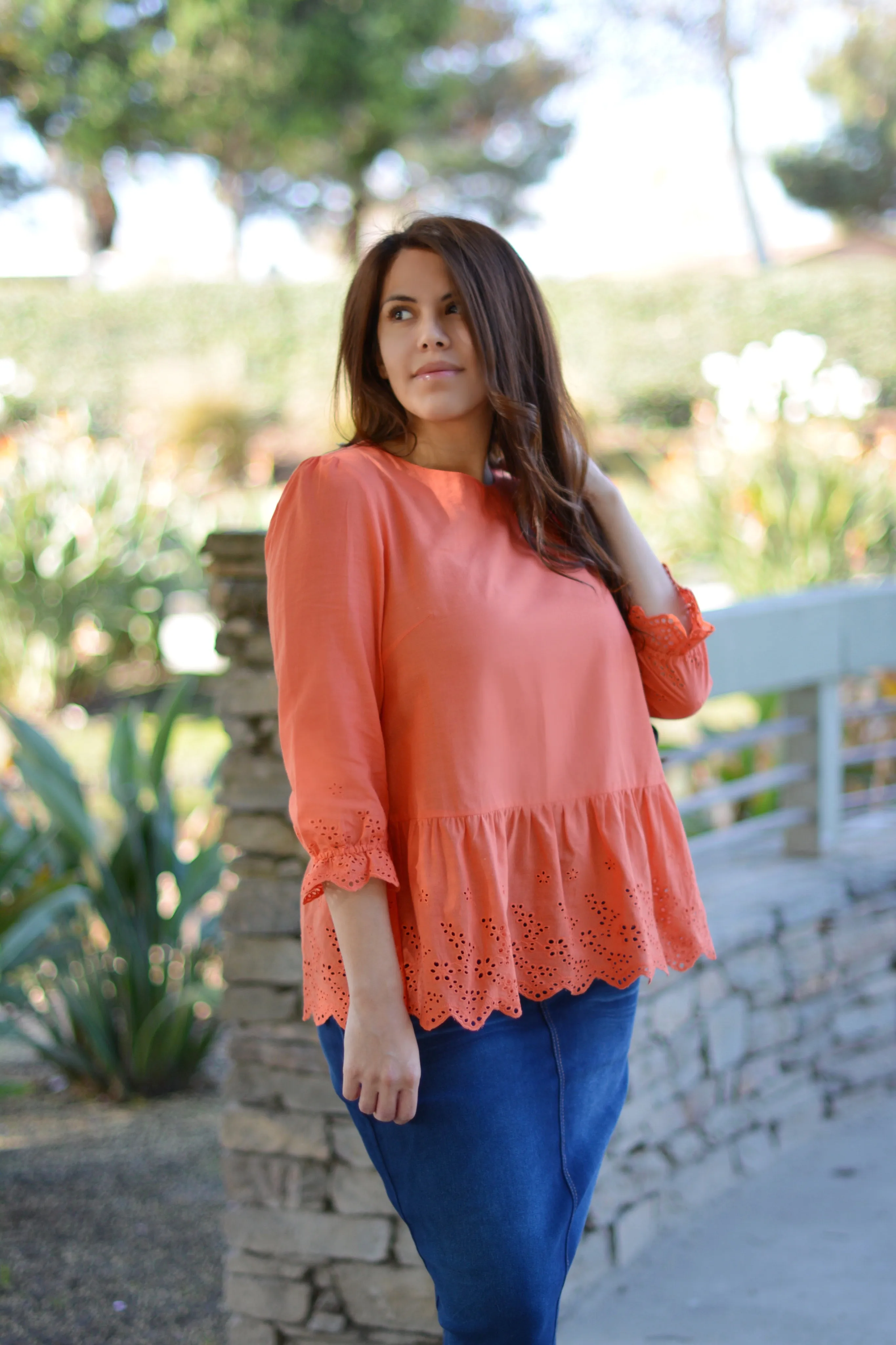 Orange Creamsicle Eyelet Top