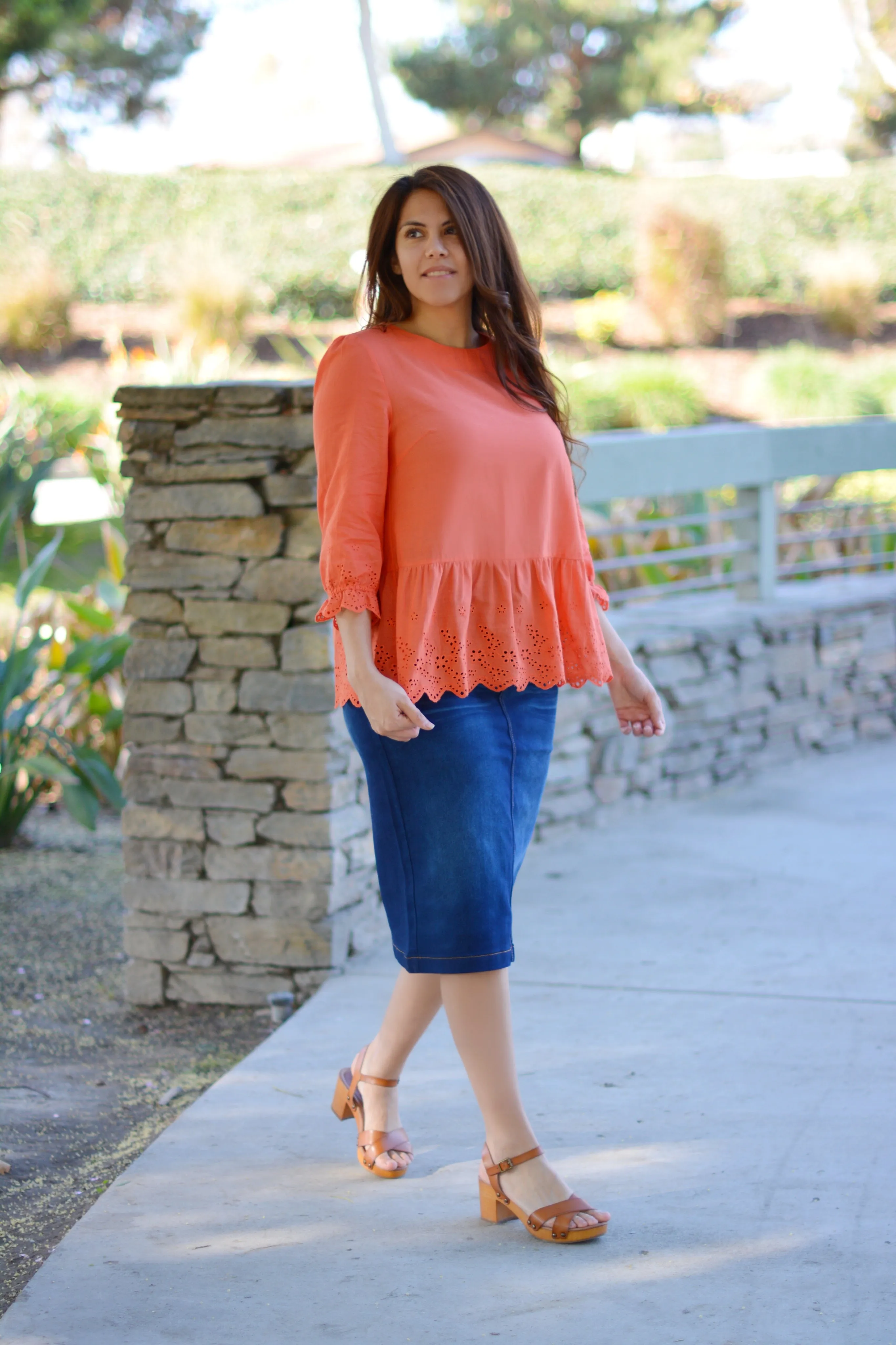 Orange Creamsicle Eyelet Top