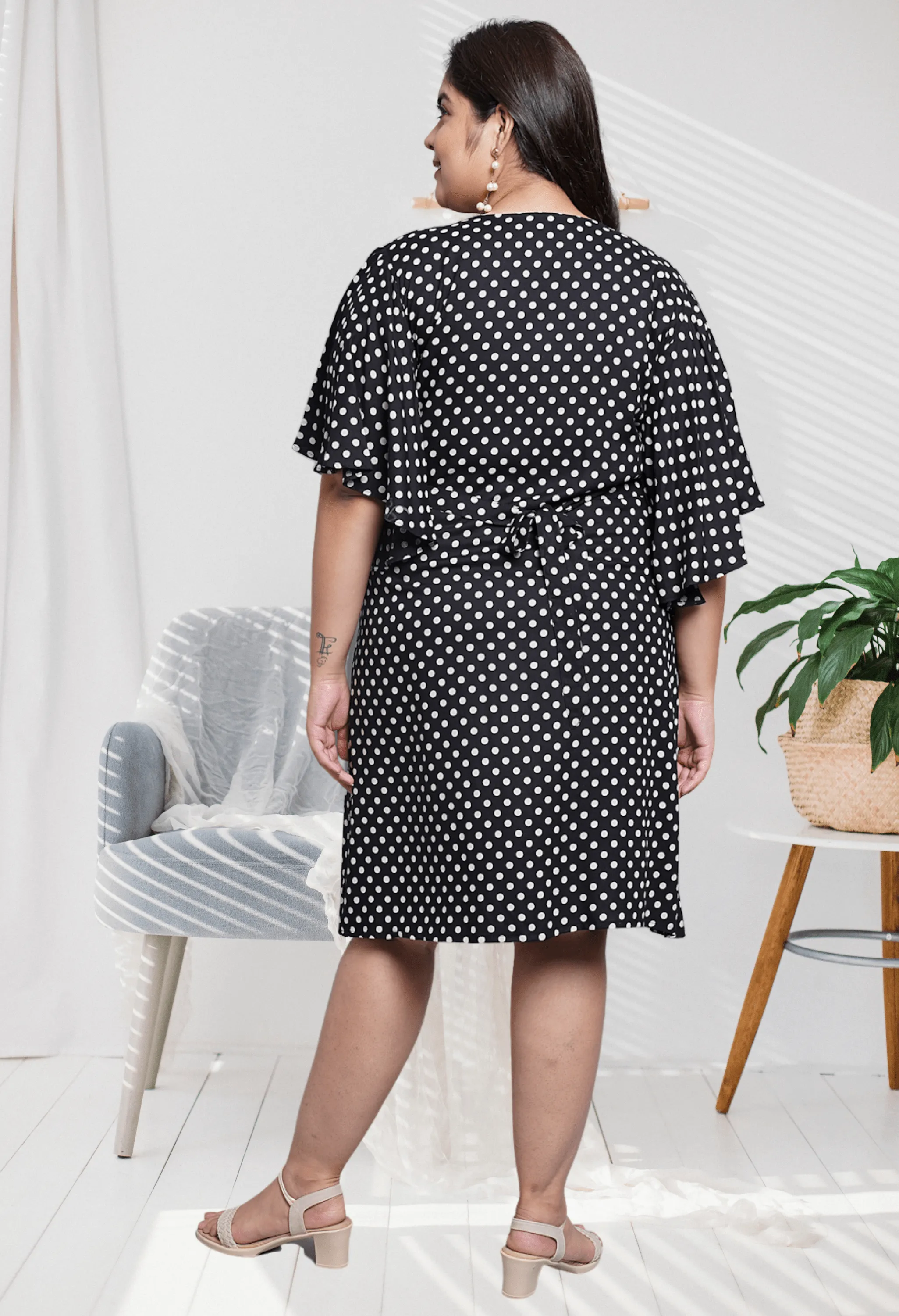 Plus Size Plus Size Polka Dots A-Line Dress