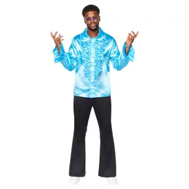 Satin Ruffle Blue Shirt Mens Costume