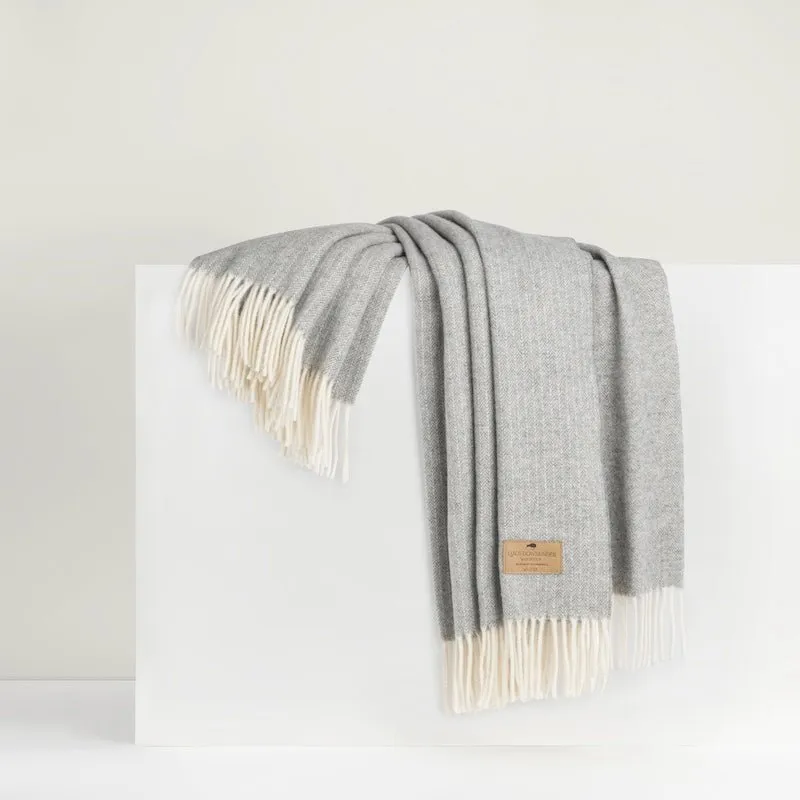 Silver Pinstripe Cashmere Throw by Lands Downunder