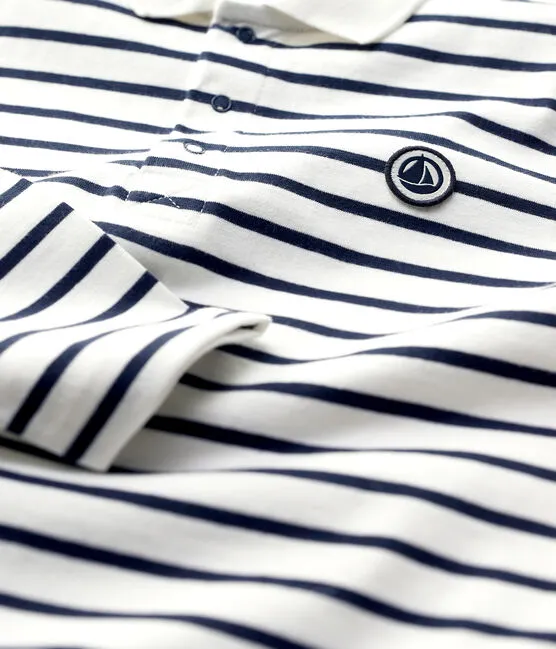 Striped Long-sleeved Polo Shirt