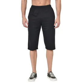 Vimal Jonney Cotton Blended Regular Fit Black 3/4th Capri For Men