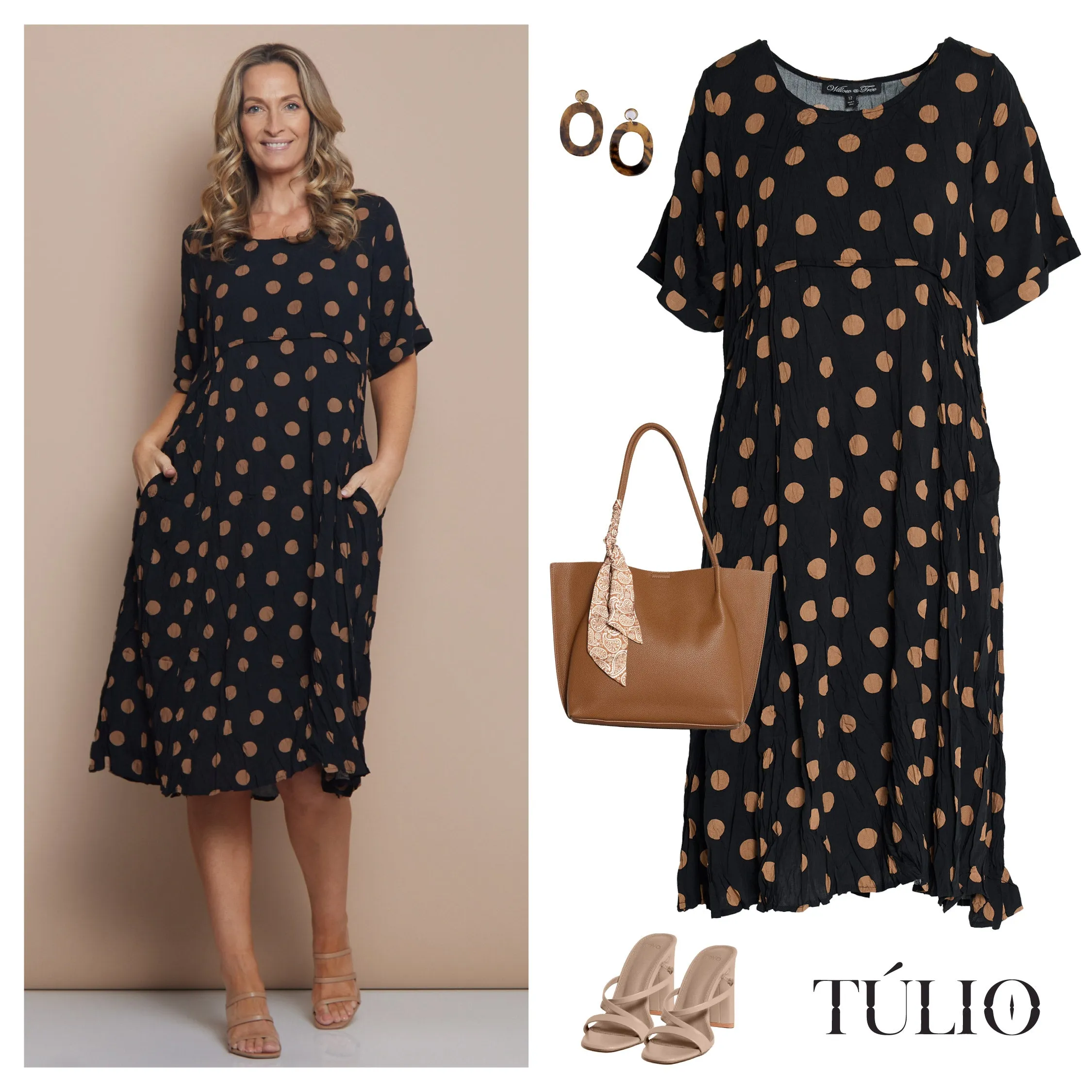 Waterhouse Dress - Brown/Black Spot