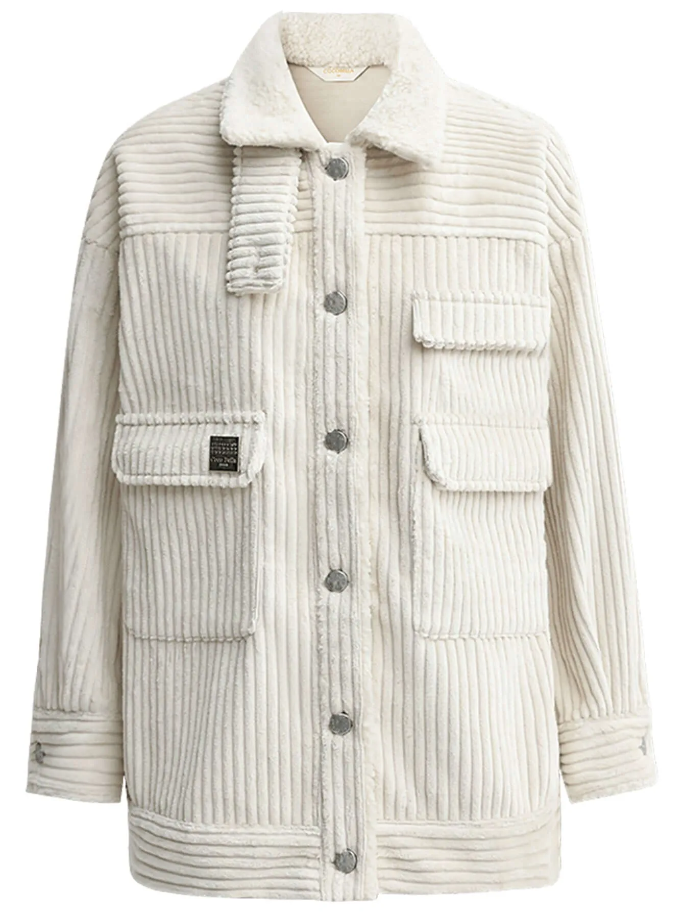 White Oversized Corduroy Parka