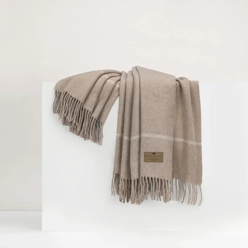 Windowpane Cashmere Throw Taupe by Lands Downunder